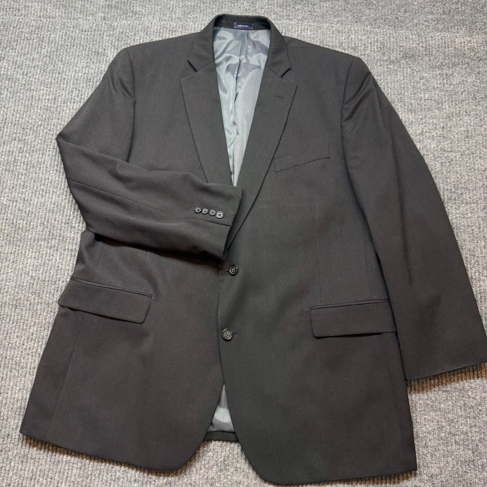 Stafford Travel Suit Separate Blazer Mens 48L Black Wool Blend Sport Coat Jacket